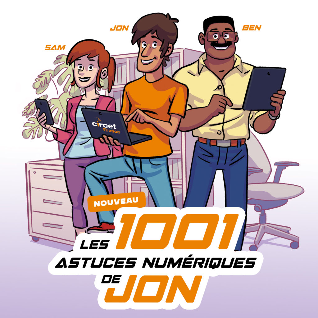 La couverture du journal interne de circet france "Réseau" qui présente la bande-dessinée les 1001 astuces numériques de Jon